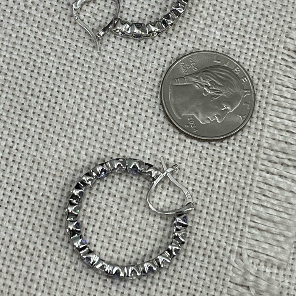 Bella Luce 925 Sterling Silver Tanzanite CZ Diamond Inside Out Hoop Earrings - Picture 11 of 16